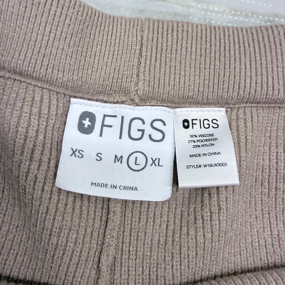 Figs Womens Ribbed Knit Lounge Pants Taupe Size Large Drawstring Pockets - Picture 5 of 8